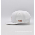 6 Panel White Snapback Cap with Metal Plate